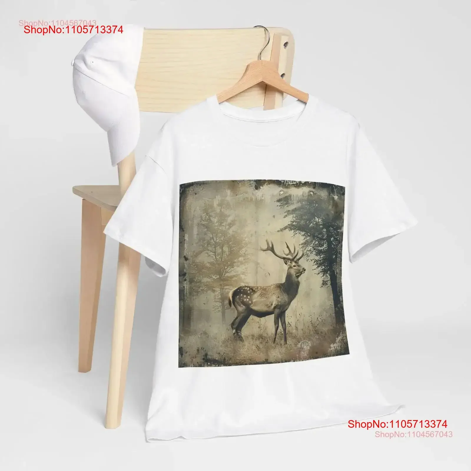 Vintage Deer T Shirt Majestic Nature Postcard Heavy Cotton vintage Washed homme Stretched Stylish designer clothes graphic