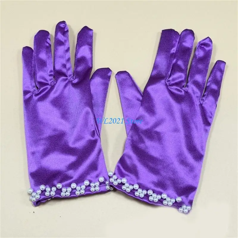 

G5GC Short Gloves Stage Performances Silky Gloves Dancing Party Wedding Bride Gloves
