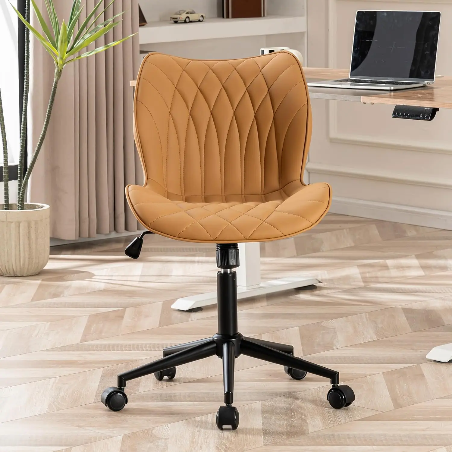 

Arml Desk Chair Comfy Office Chair With Wheels Home Ergonomic Task Chair Adjustable Computer Chairs Modern Faux Leather Swivel
