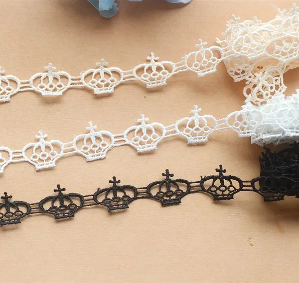 Width: 2cm (0.8 Inch) Vintage Crown Design Mesh lace Embroidered Trimming Lace for Garment Scrapbooking (ss-556)