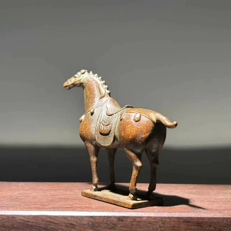 تقليد العتيقة الصينية تانغ الحصان البرونزية النحت زينة غرفة المعيشة المنزلي سطح المكتب طاولة شاي الشاي الحيوانات الأليفة الحرف الحلي