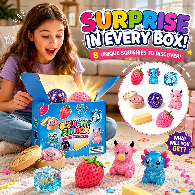 Creative Slow Return Squishy Blind Box 8 Pack Malt Sugar Squeeze Stress Relief Toys Mini Squishies Desk Ornament Gifts for Adult