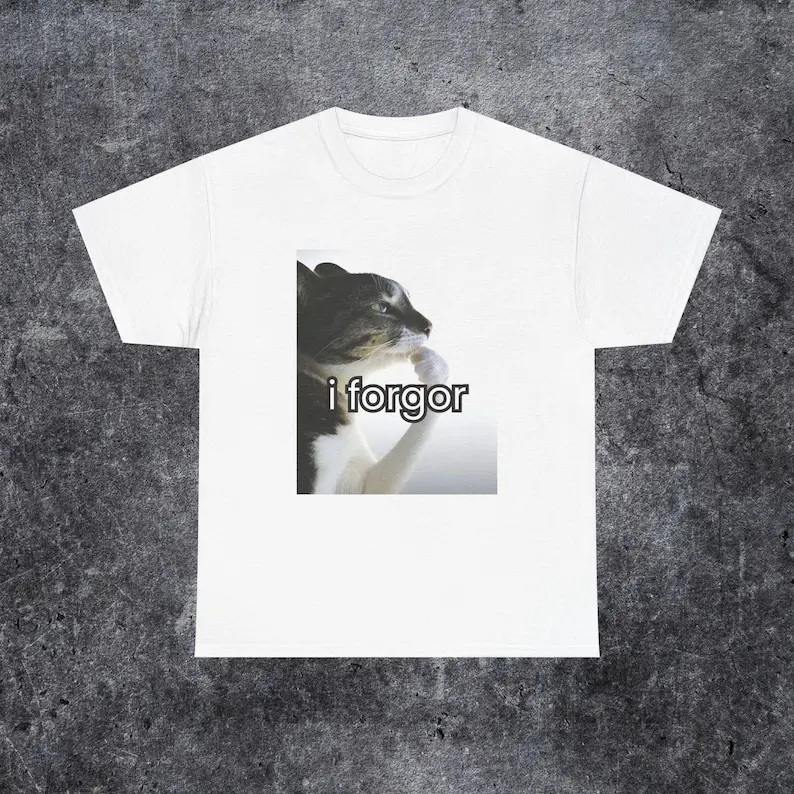 i forgor cat meme Tee, brainrot Graphic Tee, silly cat meme T-shirt, Gift for Him or Her, gen z Shirt, gen alpha tee.
