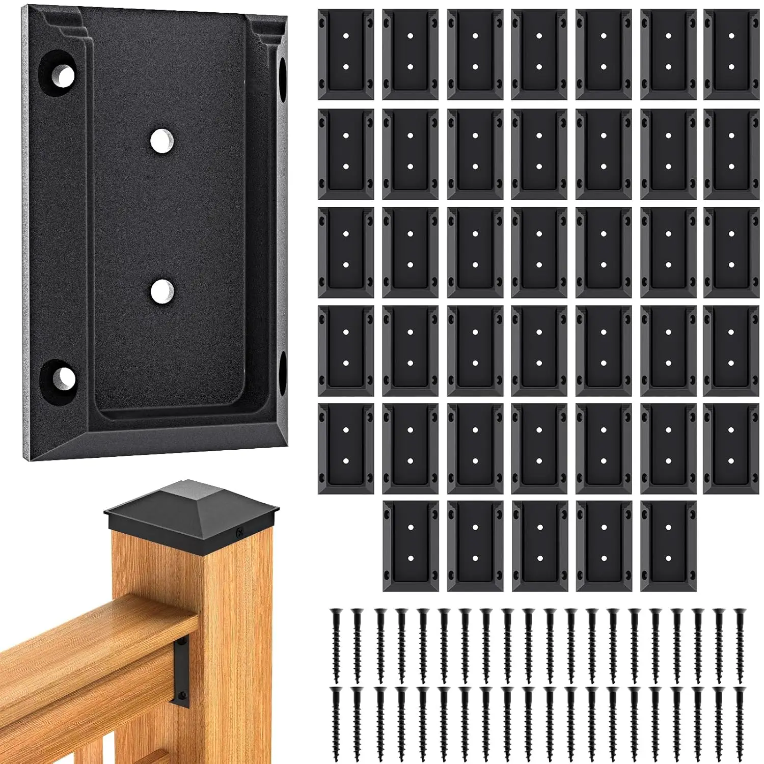 

Deck Railing Bracket Connectors, 2x4 Wood Lumber Post Brackets, 40 PCS Sturdy Nylon With 240 PCS Coating Screws