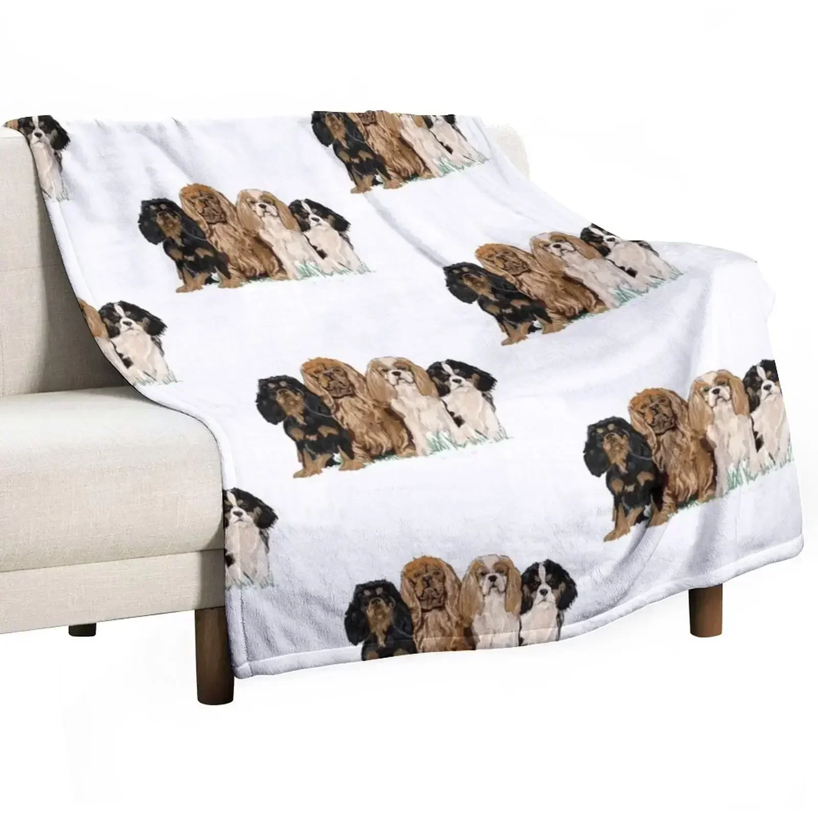 

Four Cavaliers Throw Blanket Long Lasting Soft Plush Blanket for Daily Use