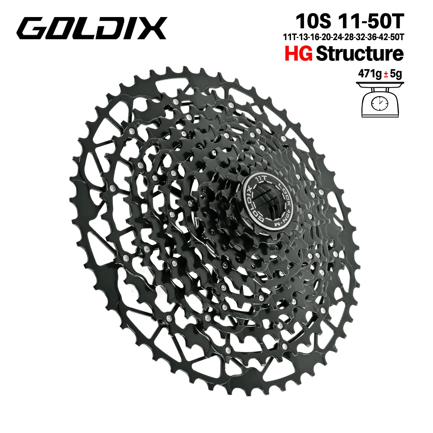 GOLDIX Ultralight Fiets Cassette Vrijloop Koolstofstaal Materiaal 9/10/11/12/13 Speed HG Structuur Tandwiel voor Mountainbike