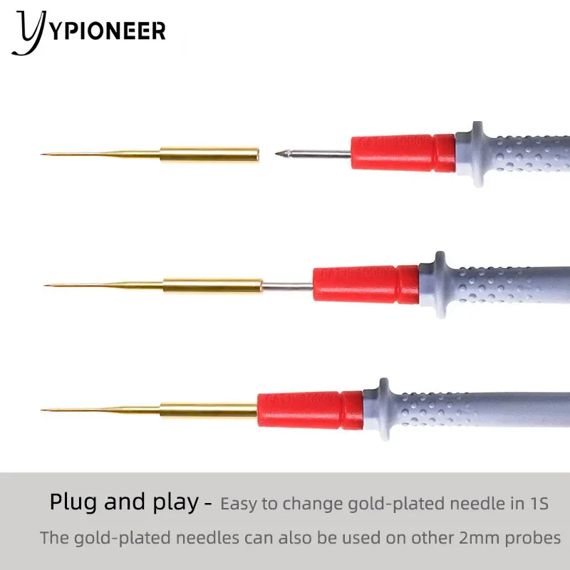 YPioneer P1505 Kit Timah Uji Multimeter Kabel Silikon Ganda Probe Multimeter Kawat Probe Tembaga Listrik 4.9ft/1.5M
