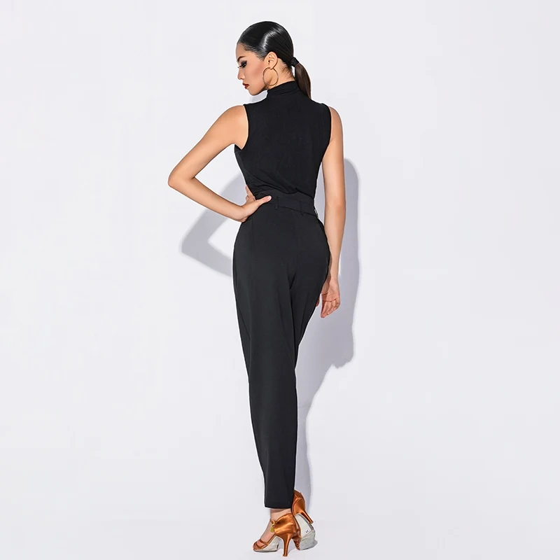 Nueva ropa de baile latino vals, traje de actuación moderno, Top sin mangas, pantalones, traje, vestido de salón, ropa de práctica DN21572