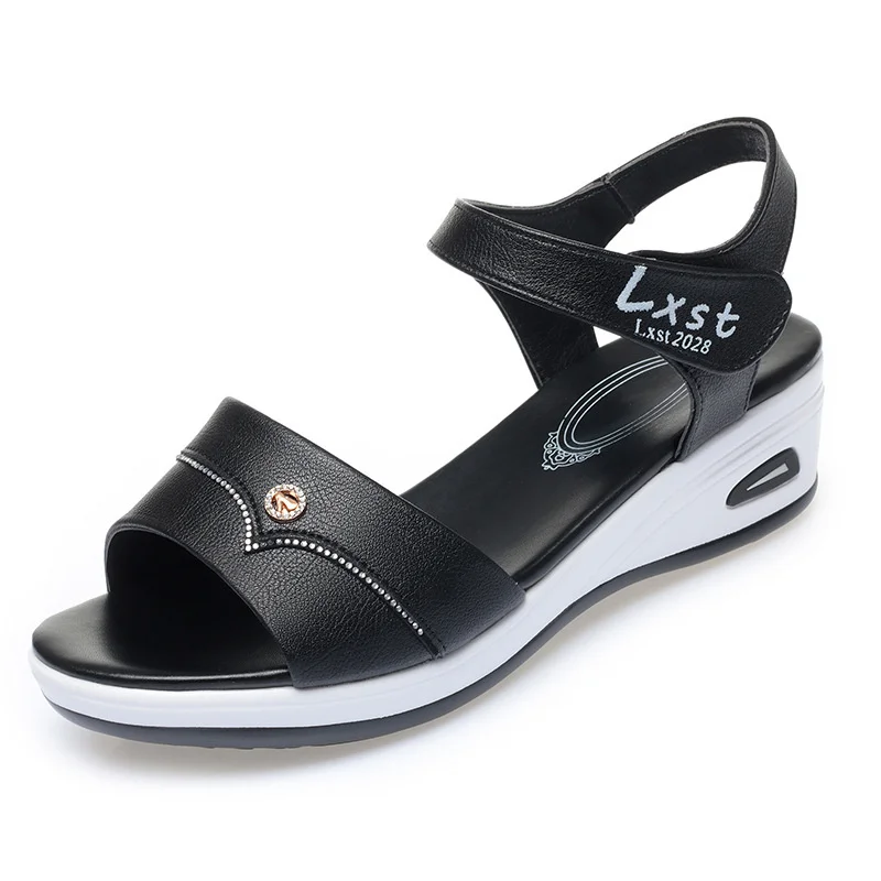 Comfort Women Breathable Wedges Summer Open Toe Sandals Platform Soft Leather Soft Sole Gladiator Elegant Casual Shoes