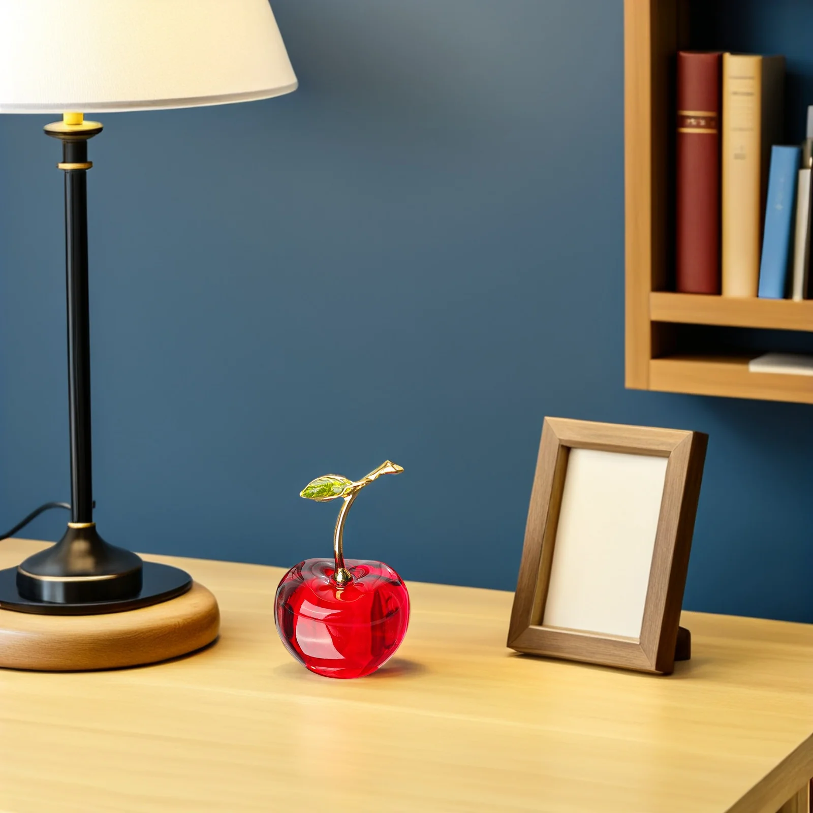 

Delicate Crystal Cherry Statue Compact Micro Landscaping Decor Realistic Vivid Appearance Home Desk Adornment Crystal Cherry