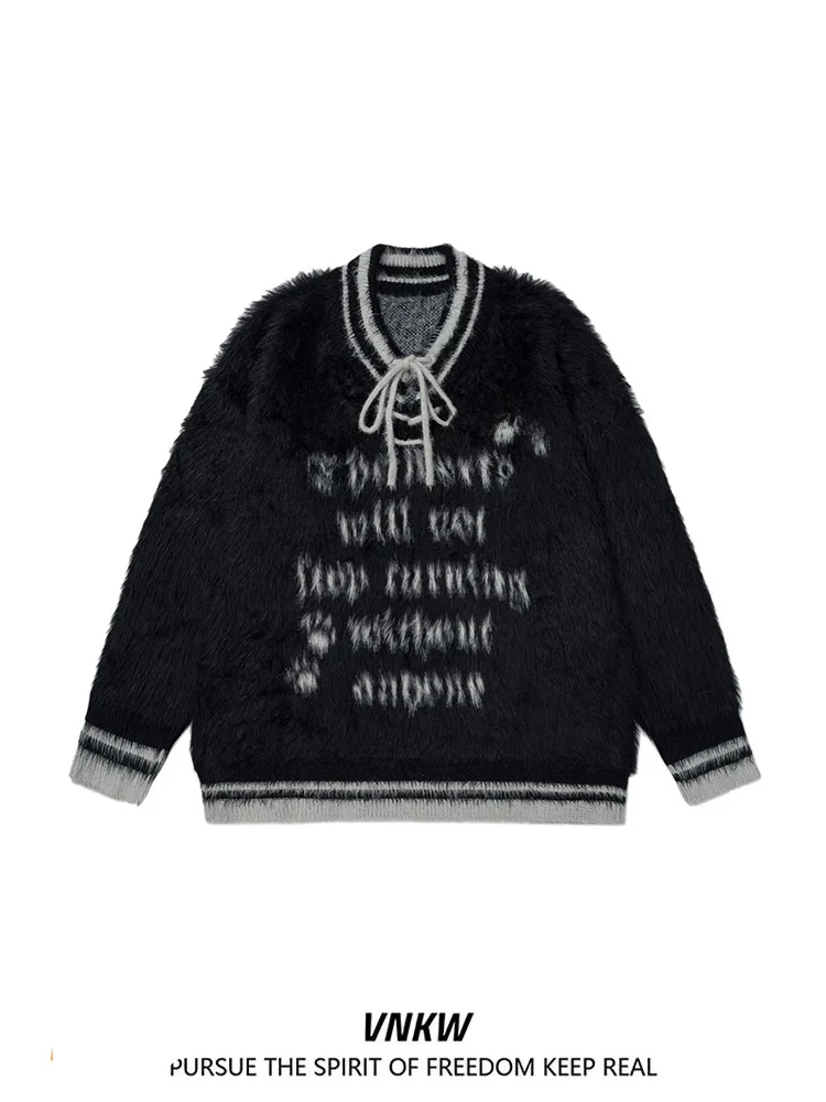 

Утепленное длинное бархатное худи для мужчин, вязаный свитер с имитацией меха, в полоску, мягкий, уютный, зимняя верхняя одежда, модный уличный стиль