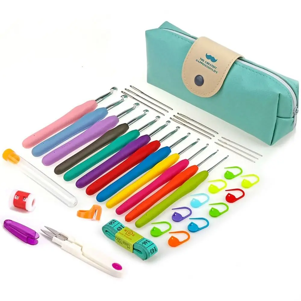 

Ergonomic Handles Crochet Hooks Set Soft Handles 5/9/12Size Crochet Kit Bolded 2-8mm Knitting Needles for Beginners