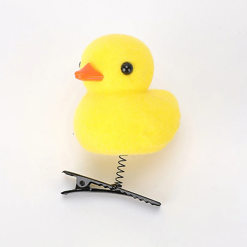 5pcs 2024 Cute Hair Clips Yellow Duck Chick Plush Headdress Spring Hairpin 3D Yellow Duck Plush Hairpin Christmas Gift