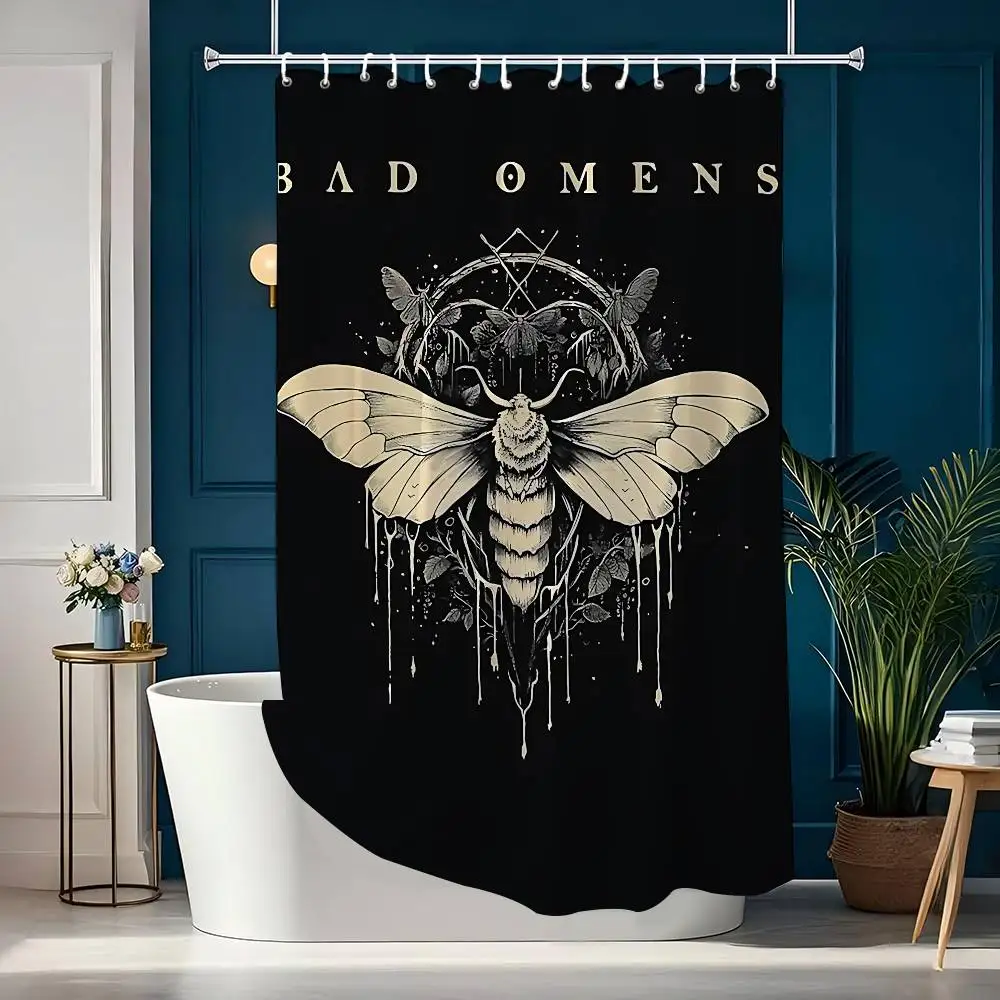 Rock Band B-Bad O-Omens Bathroom Shower Curtain Shielding Partition Shower Curtain Quick Dry Can Be Scrubable Light Opaque Bat