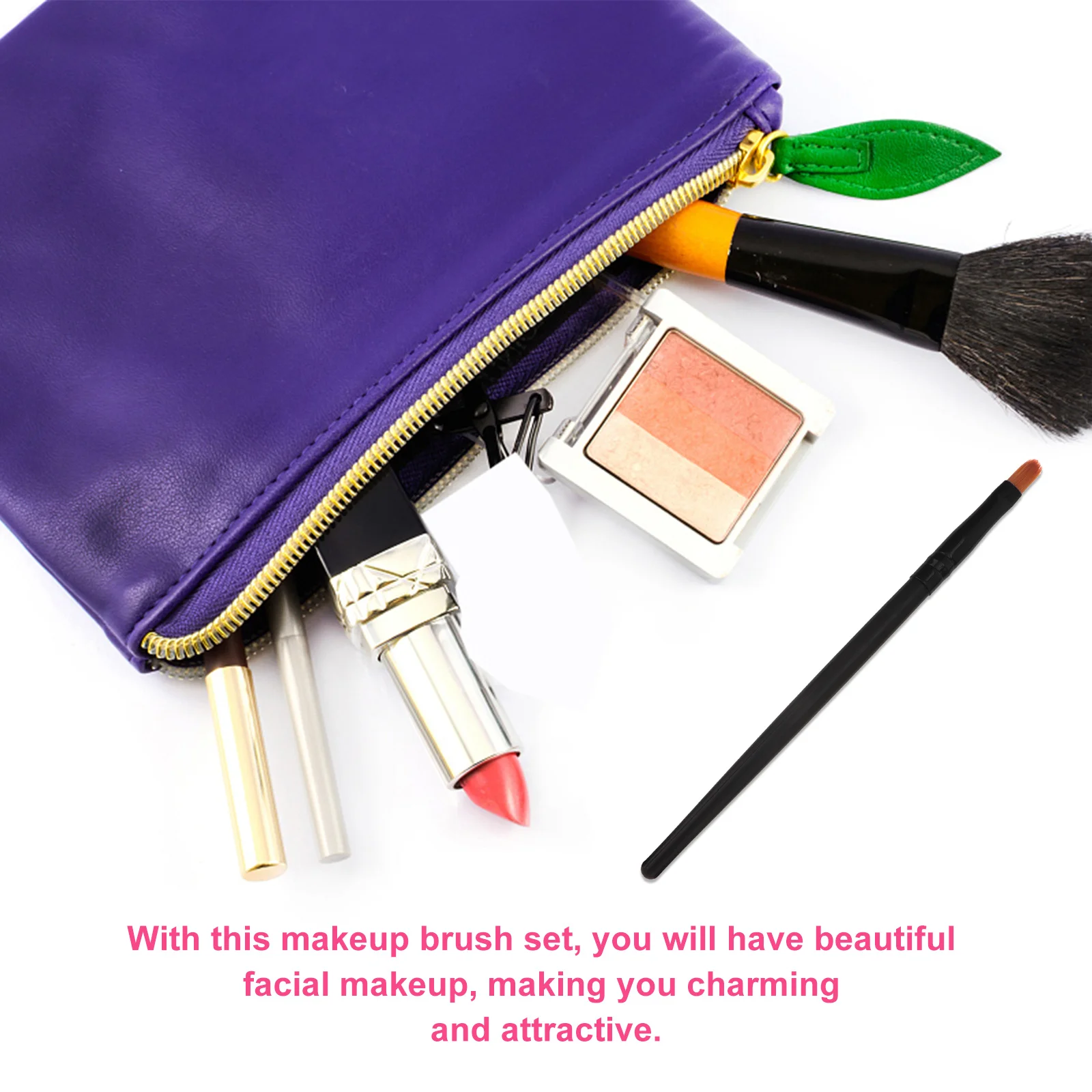 

10pcs Makeup Brush Set Black Wooden Handle Fiber Tips For Eyeshadow Lip Liquid Cosmetics Application Daily Professional Beauty