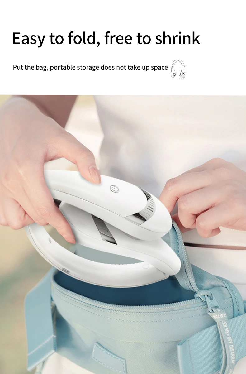 مروحة الرقبة بشاشة عرض رقمية منعشة 360 درجة °   دوران الهواء لمرآب الفندق المنزلي يستخدم ثلاثة مروحة صغيرة باللغة الإنجليزية لـ Breezy