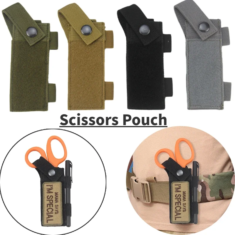 Tactical MOLLE Scissors Pouch EDC Waist Belt Bag Waterproof Multitool Flashlight Holder Outdoor Hunting Hiking Carry Case