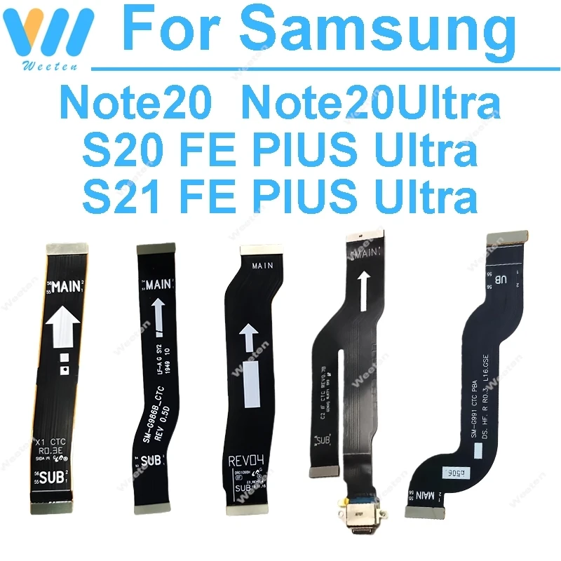 Cable flexible LCD+placa base para Samsung Galaxy Note20 S20 S21 Plus Ultra FE 5G, cable flexible USB para carga, piezas de cable flexible para placa base