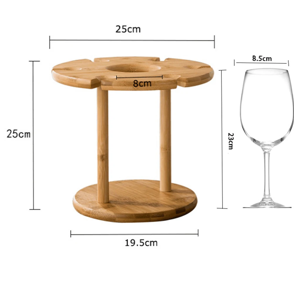 

Rack 6 Stem Glass Holder Vintage Goblet Drying Rack Foldable Wooden Bottle Display Home Bar Decor