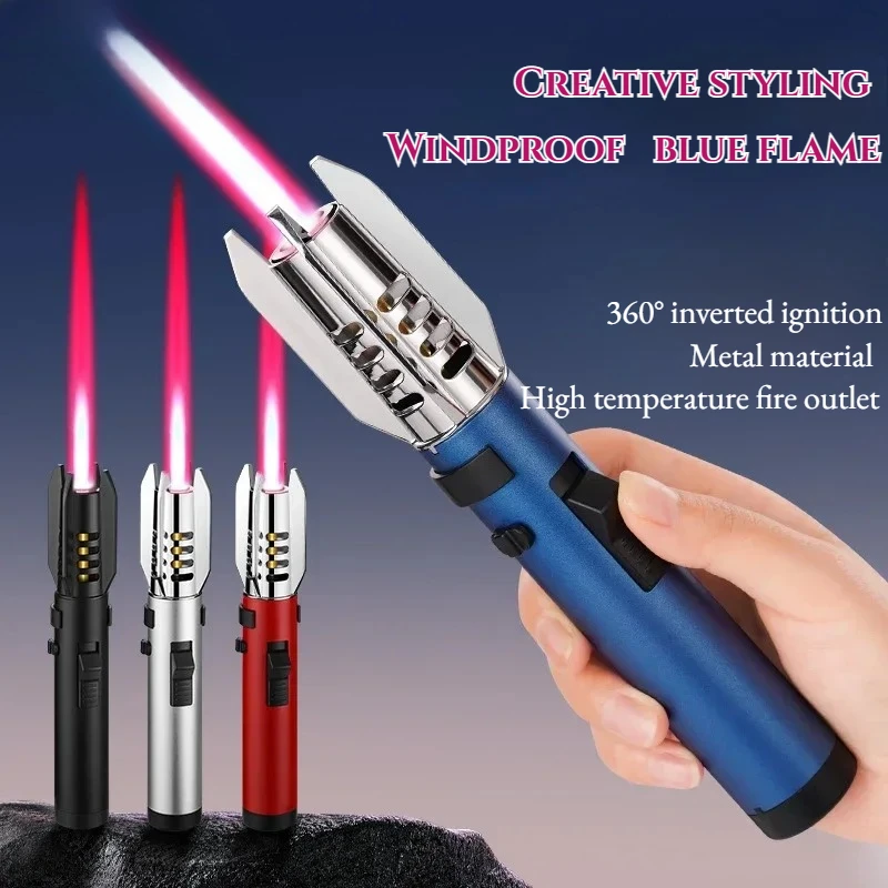 

2025 Metal Planet Lightsaber Windproof Red and Blue Flame Lighter High Value Outdoor BBQ Portable Inflatable Spray Gun Ignifier