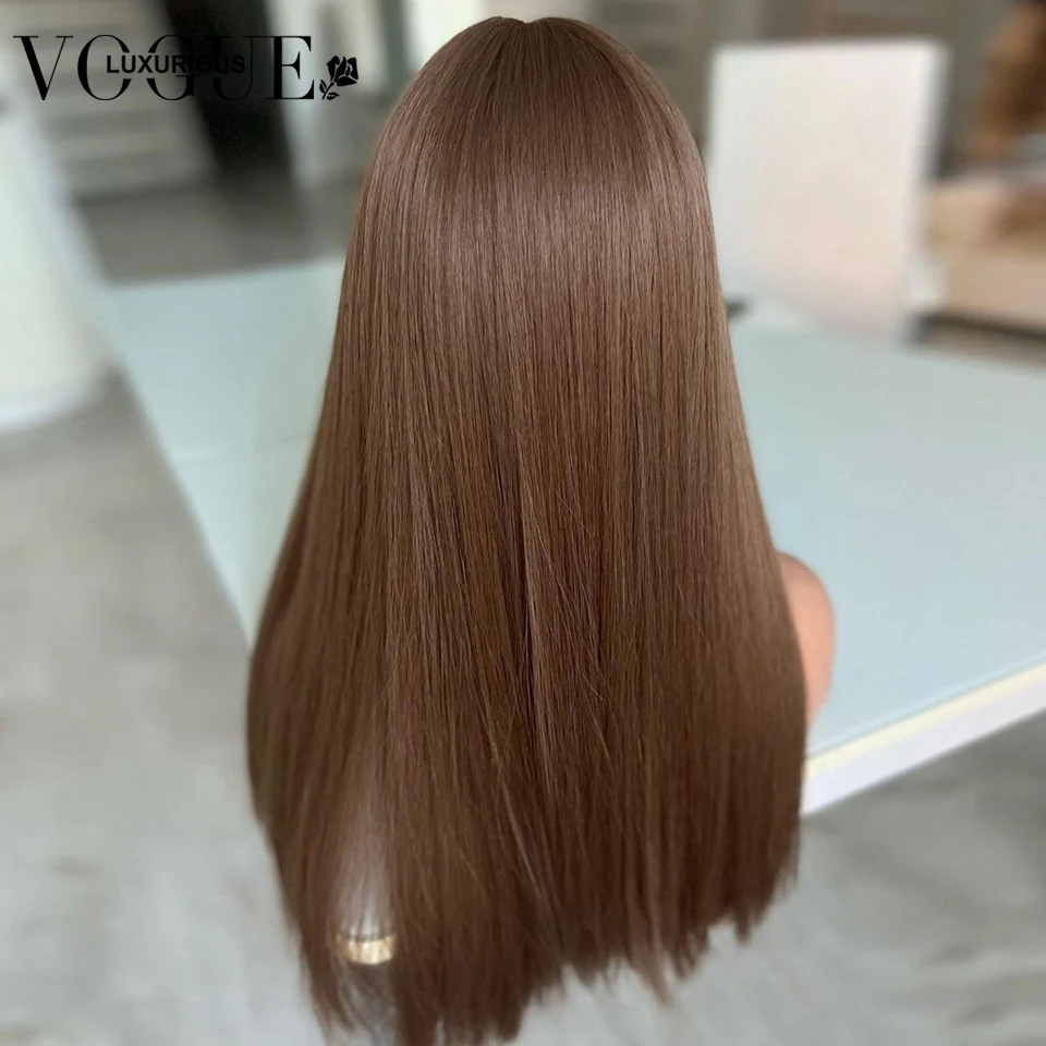 Wig rambut manusia renda penuh 360 13x6 Wig depan renda lurus coklat ketebalan tinggi rambut manusia Remy Brasil Wig Frontal renda