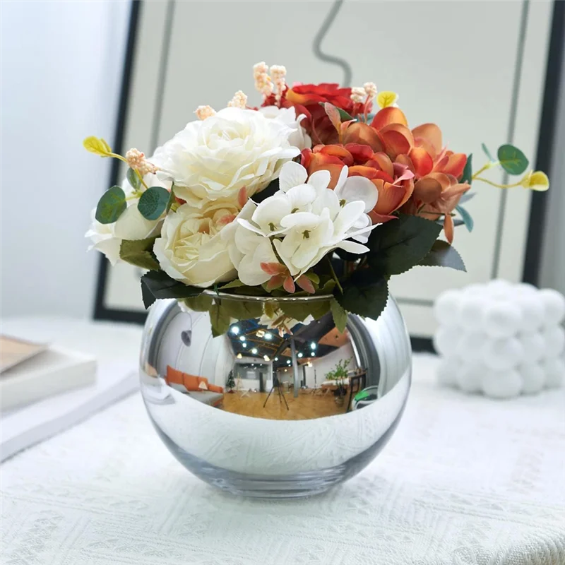 A69X-6" Convex Mirror Vase Aesthetic Table Vases Flower Pot Desk Rearview Mirror Monitor