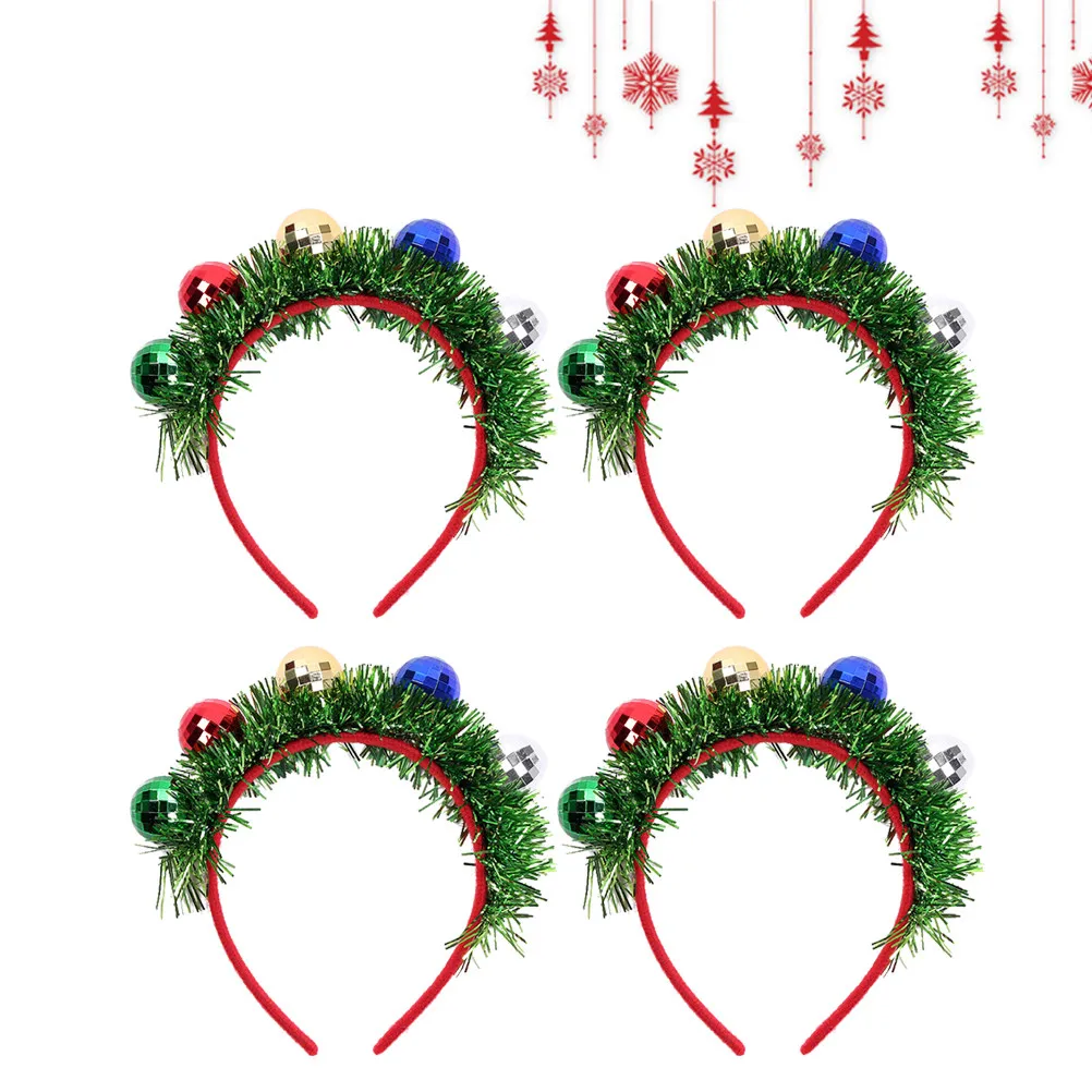 Christmas Spotlight Ball Headbands 4pcs – Festive Holiday Party Hair Accessories for Adults