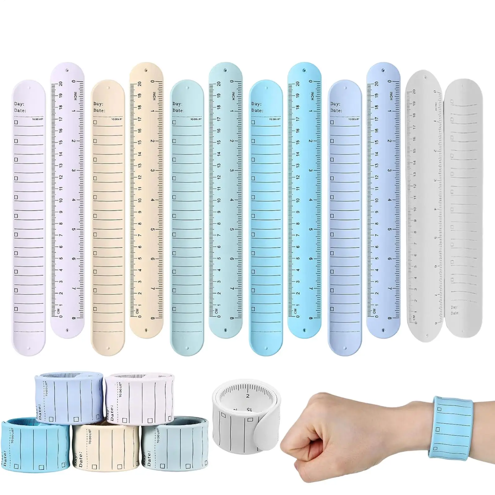 6pcs Silicone Memo Wristband To Do List Memo Pad Writable Erasable Slap Bracelet Wearable Notepad Wristbands Silicone SnapRing