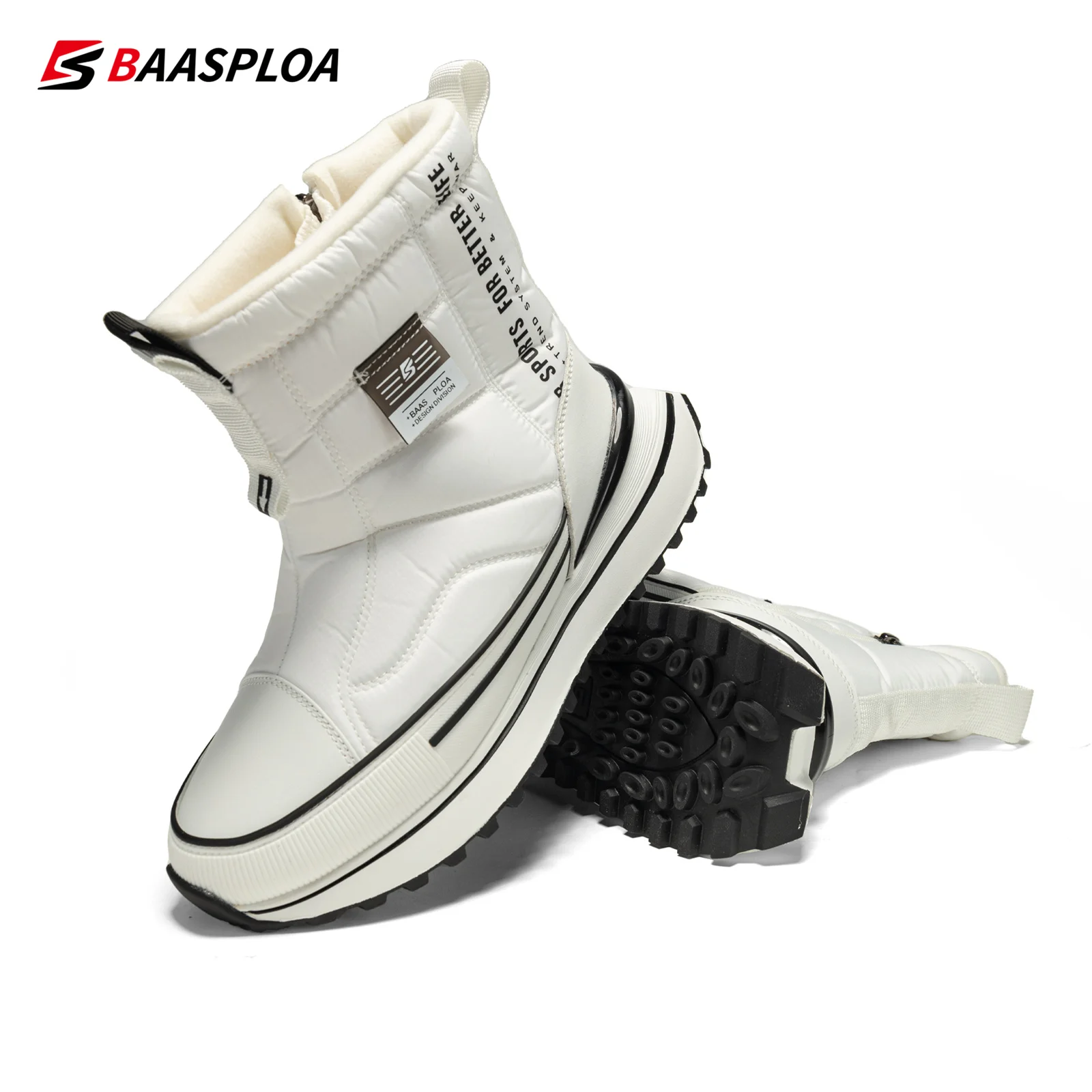 Baasploa Women Boots Winter Fashion Thick Plush Warm Waterproof Snow Boots Female Casual Non-slip Wear-resistant Walking Shoes