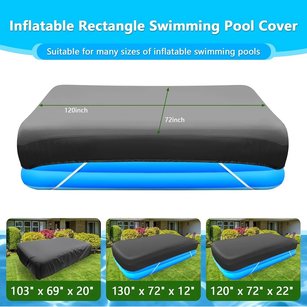 Rectangular Pool Cover Above Ground Pool Cover For Outdoor Accessory UV-resistant Rainproof Rectangle Frame Swimming Pool Cover