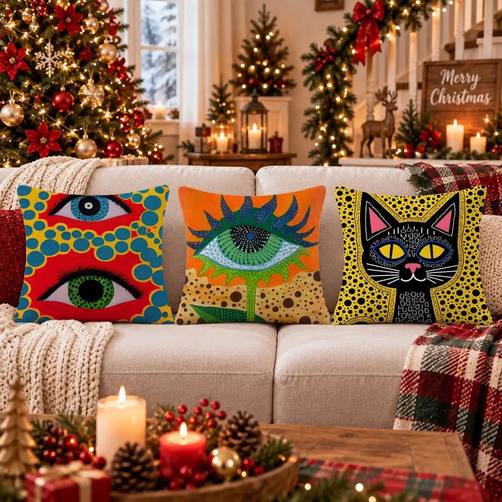 Artist Yayoi Kusama Cushion Cover Cushion Cover Soft Plush Cushion Covers Fluffy Throw Pillow Cases for Sofa Bedroom