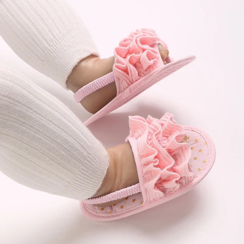 Summer New Baby Shoes Cute Girl Ruffle Edge Princess Sandals Comfortable and Lightweight Baby Walking Shoes
