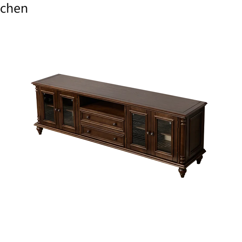 

ZMLSolid Wood TV Cabinet TV Coffee Table Wine Cabinet Set Living Room Floor Cabinet Country Retro Storage