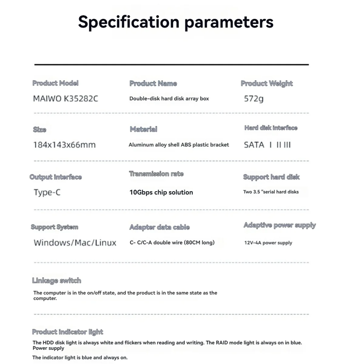 N18R 10Gbps Dual Bay 3.5In حاوية القرص الصلب الخارجي مع 4 أجهزة ذكية للتحكم في درجة الحرارة لـ 2.5/3.5 بوصة HDD (الولايات المتحدة)
