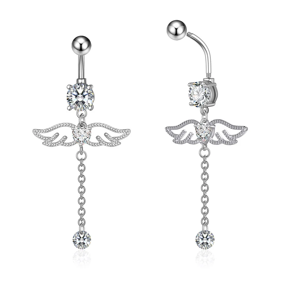 Trendy Engel Bauchnabel Ringe Edelstahl Zirkon Schmetterling Nabel Piercing Chirurgisch für Frauen Körper Bauch Schmuck Anhänger – Detail 10