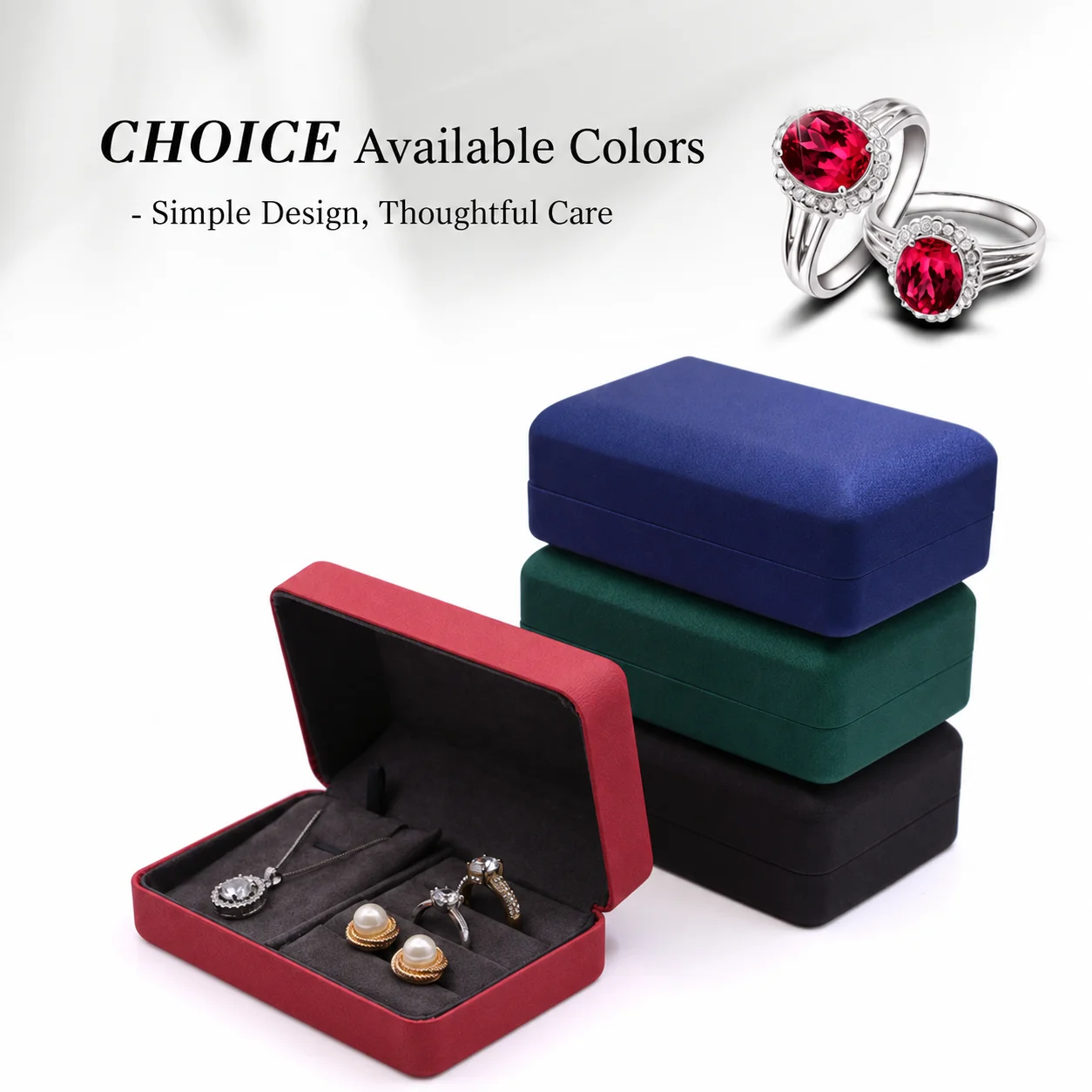 Necklace Storage Box Velvet-Textured Jewelry Storage Box Earring Storage Box Compact For Handbag Travel Jewelry Organization