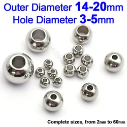 Stainless Steel Metal Ball Large Hole Beads for DIY Beading Bracelets Necklace Earrings Jewellery Making Supplies Accessories