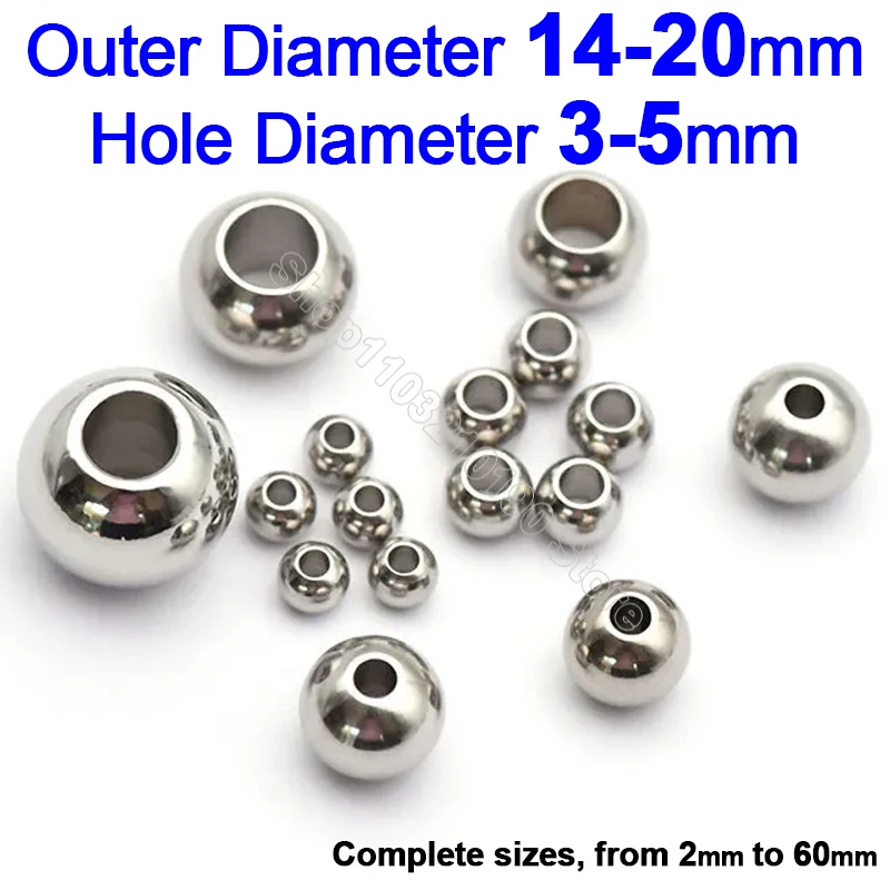 Stainless Steel Metal Ball Large Hole Beads for DIY Beading Bracelets Necklace Earrings Jewellery Making Supplies Accessories