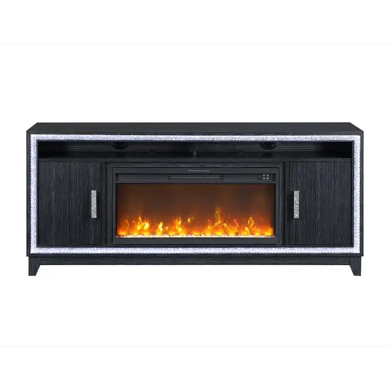 

72 Inch Dark Grey Electric Fireplace with Modern Design and Adjustable Heat Settings