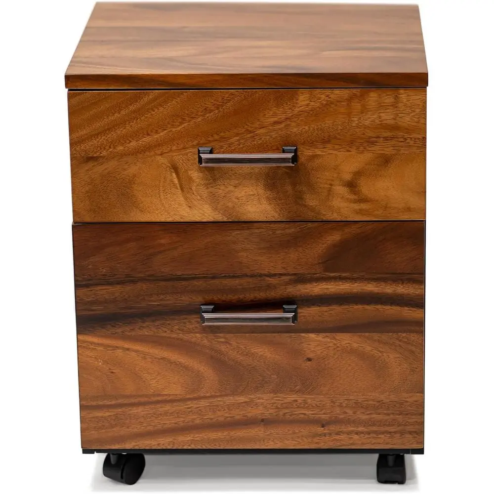 Walnut 2-Drawer File Cabinet on Wheels - 21x16x15 Desk-Side Storage for Home Office