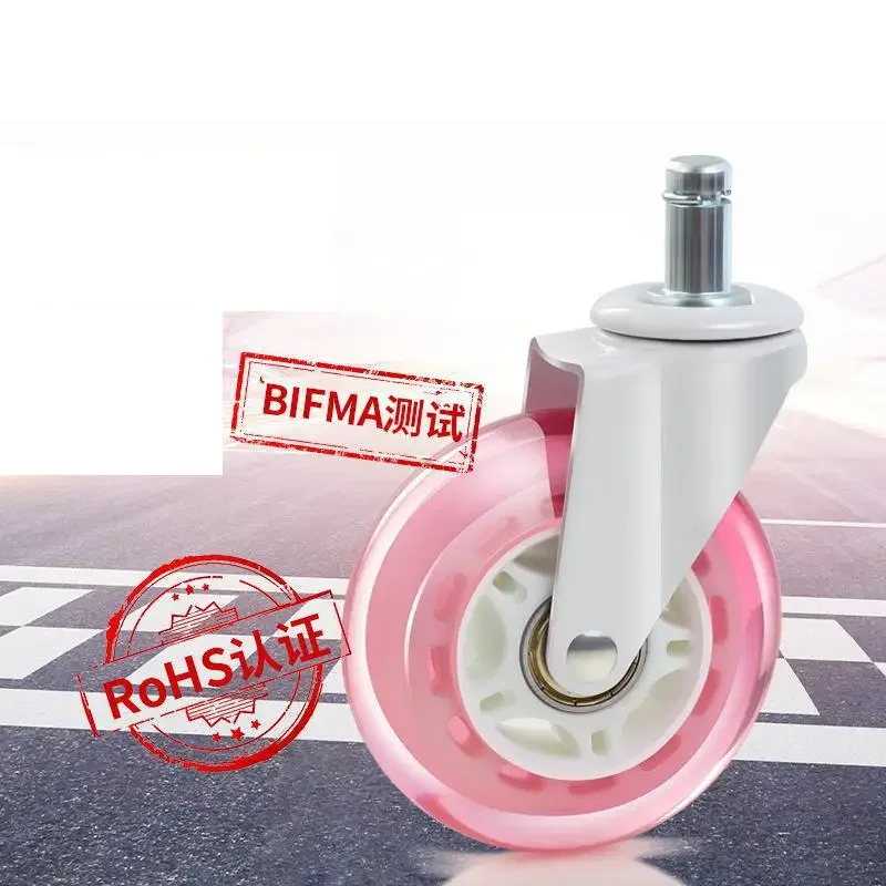 5 Pcs 3 Inch Pink Transparent PU Swivel Casters - Silent Office/gaming Chair Wheels