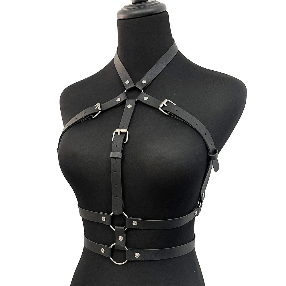 Sexy Chest Harness for Women Leather Lingerie Bondage Body Harness Belt Gothic Fetish Clothing Suspenders Rave Sex Toys