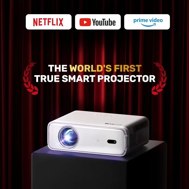 جهاز عرض ذكي EAZZE D1 مزود بواي فاي وبلوتوث، ومرخص من Netflix رسميًا، وتركيز تلقائي وحجر مفاتيح، وصوت DoIby، وتكبير