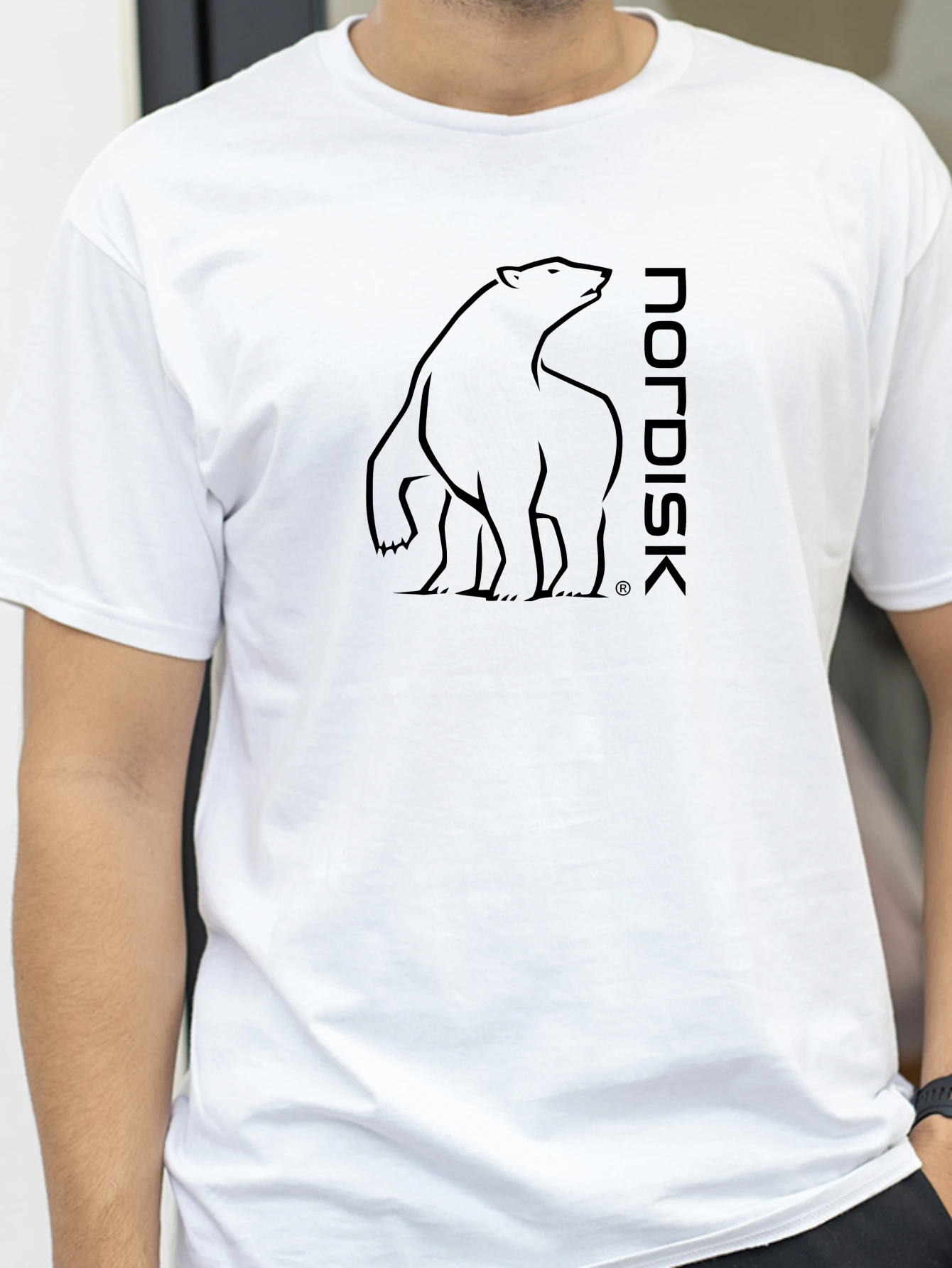 New Summer Cute Bear Letter Printed T-Shirt Men Round Neck Breathable Comfortable Outdoor Street Tee