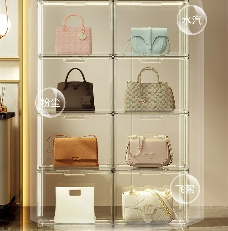 Clear Acrylic Book Bag Storage Box Desktop Home Living Room Figure Model Hand Office Display Cabinet Shoes Organizer Storage Box