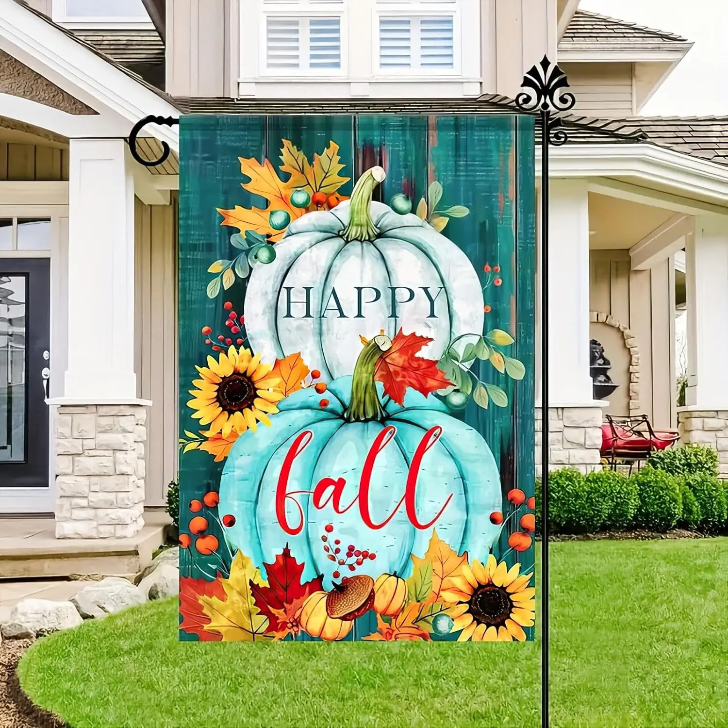 Blissyard Happy Fall Pumpkin Garden Flag 12x18 Inch Double Sided Outside Autumn Harvest Pumpkins Sunflowers Small Yard Flag  zzo