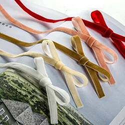 50Yards/roll Velvet Flocking Ribbon Flowers Handmade Clothing Accessories Delicate Velvet Gift Box Decoration DIY Baking Ribbons