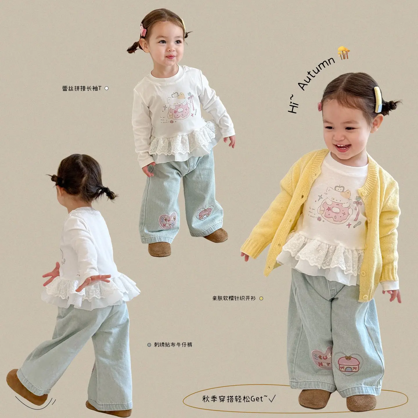 ملابس الأطفال الفتيات الخريف دعوى 2025 جديد للأطفال فتاة صغيرة النمط الأجنبي سترة أعلى السراويل ملابس الطفل