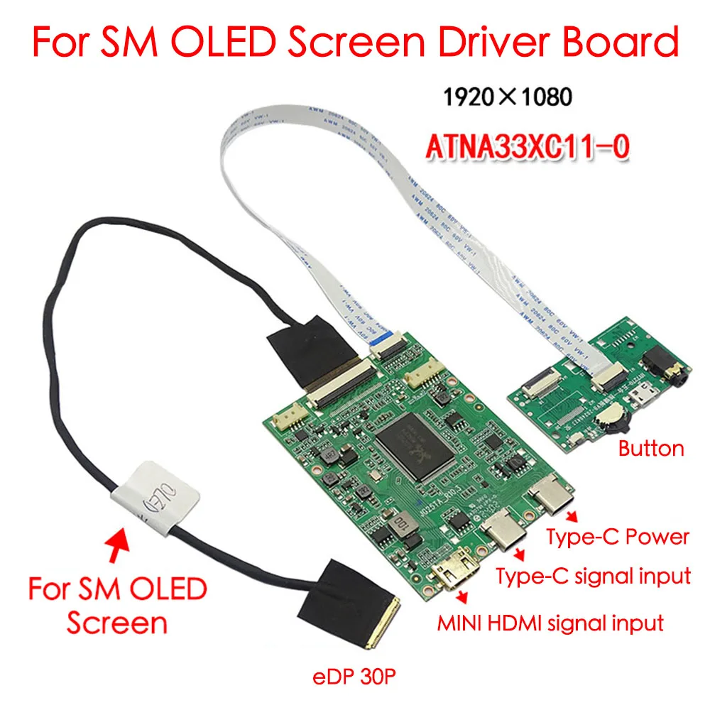 

For 13.3 inch Samsung ATNA33XC series 1920x1080 eDP 30Pin laptop Screen OLED Universal Driver Board Kit MINI HDMI+Type-C+Button