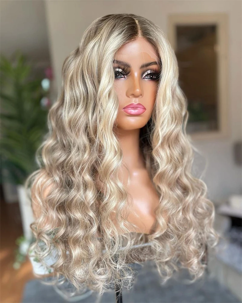 

Lace Front Human Hair Wig 13x6 Caramel Platinum Blonde Highlights Full Lace Wig Glueless Deep Wave Wig Sale Lace Frontal Qearl